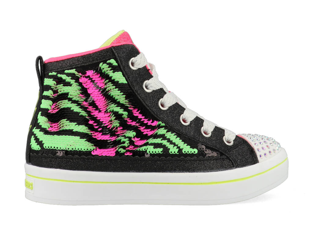 Skechers Neon Muse 314025L-BKNP Zwart-Roze-Groen-27