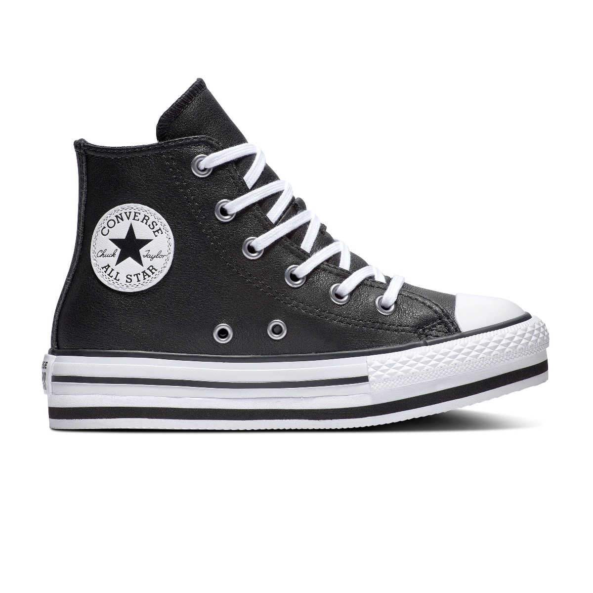 Converse Chuck Taylor All Star Platform EVA Hi leren sneakers met plateauzool zwart-wit