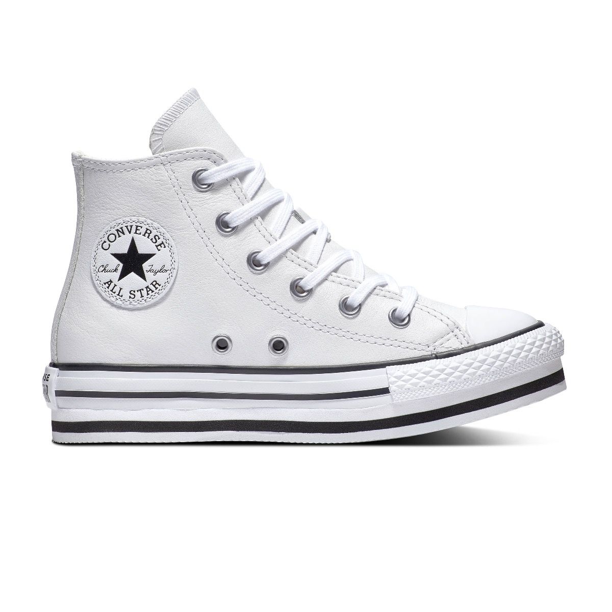 Converse Chuck Taylor All Star Platform EVA Hi leren sneakers met plateauzool wit-zwart